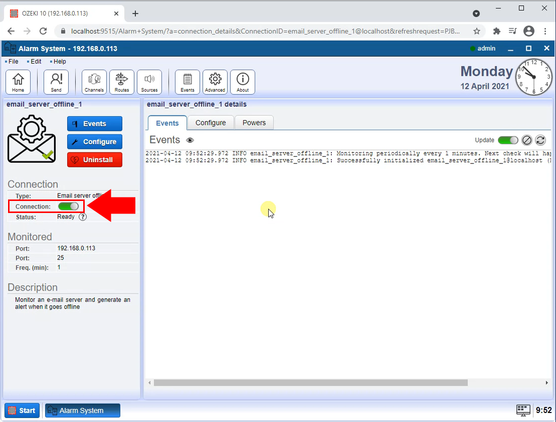 connect to email server