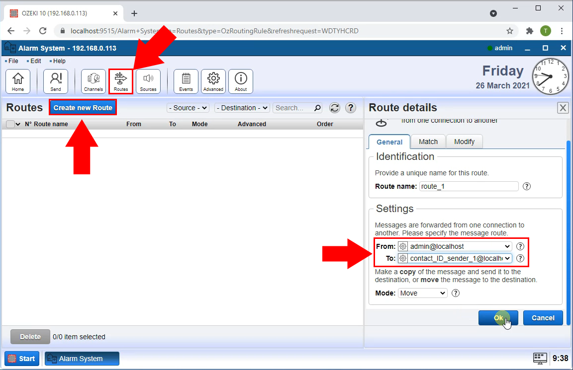 create routing rule